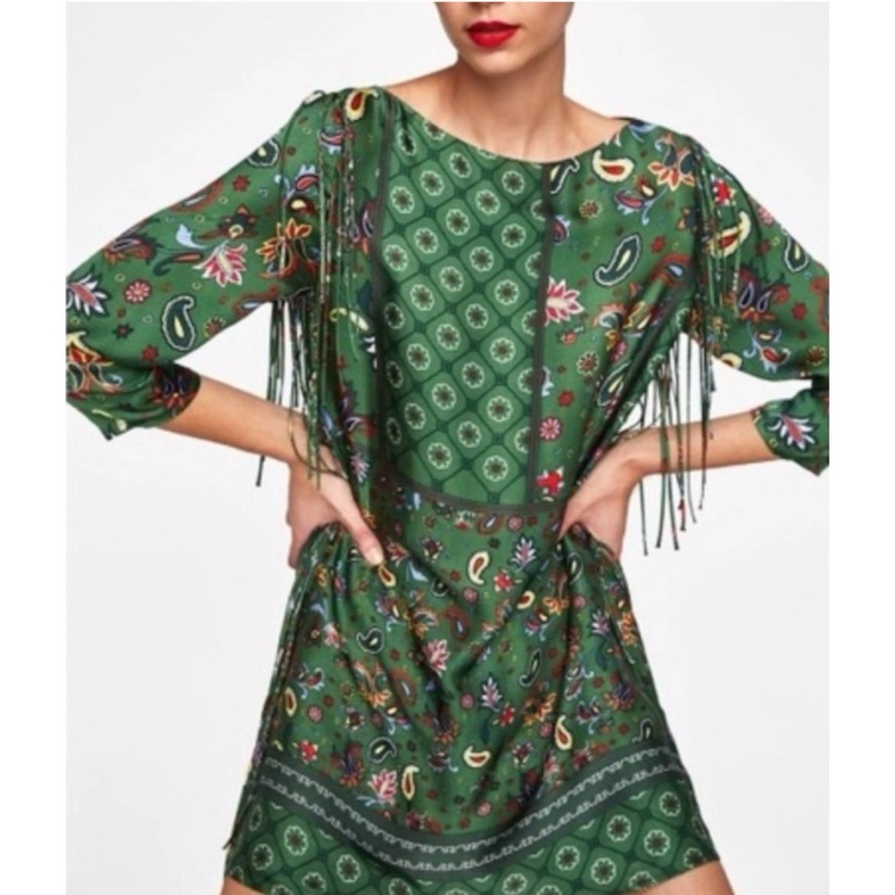 Zara Green Floral Mini Dress